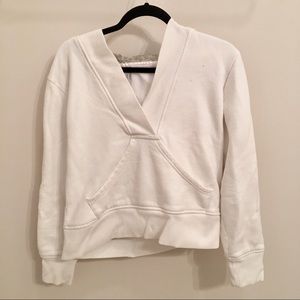 White Sweatshirt with Fur Hood